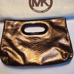 EUC Michael Kors Bronze Embossed Leather Clutch